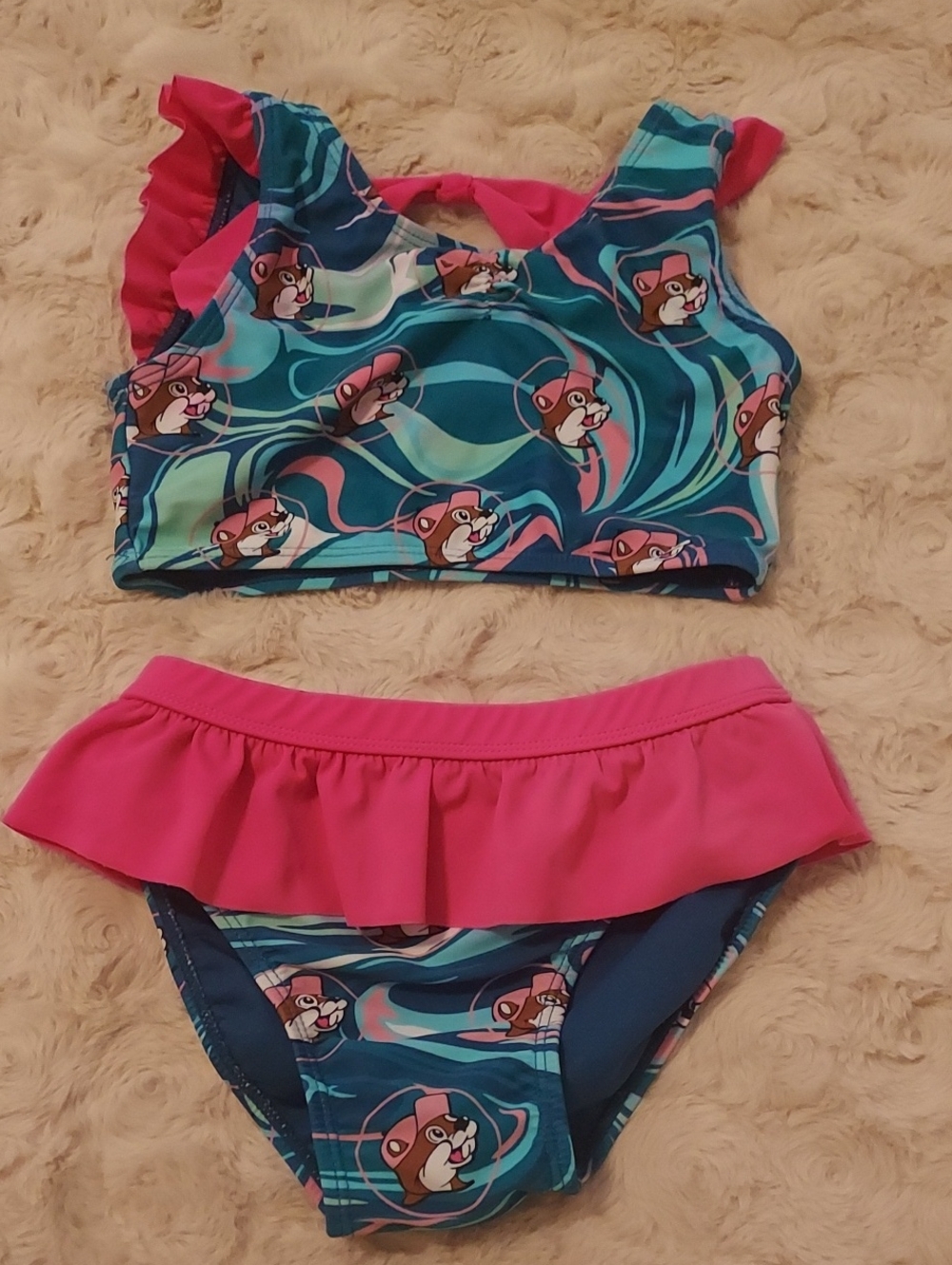 Bucees Girls Bikini with Hot Pink Ruffle